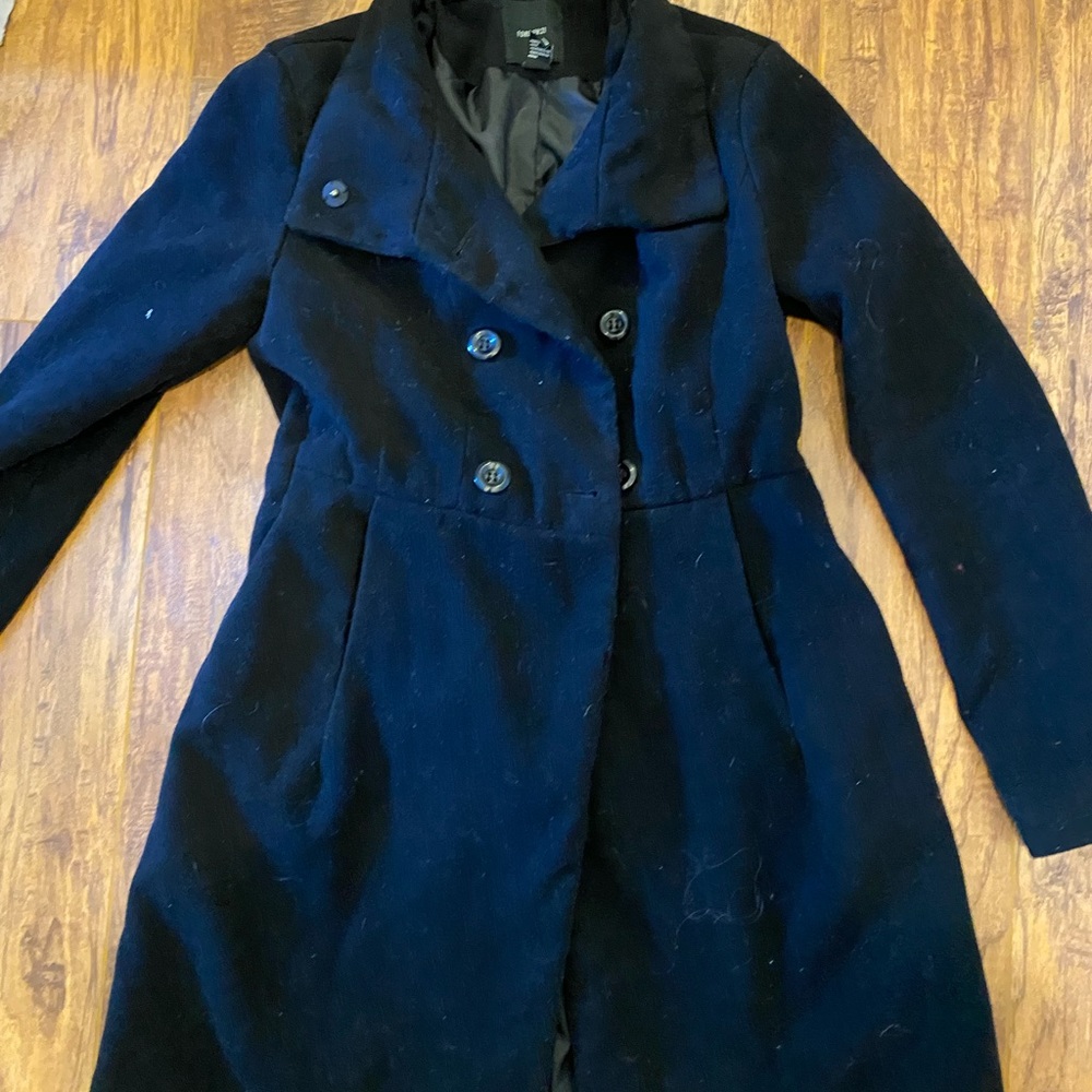 Double breasted short mid peacoat